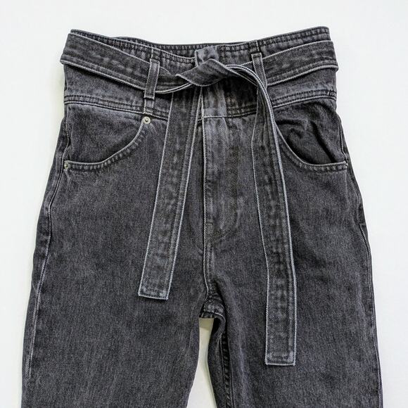 Reformation Belted Skinny Jeans 26 Gray Black High Rise Tie Waist Skinny EUC ✨ - Picture 4 of 10